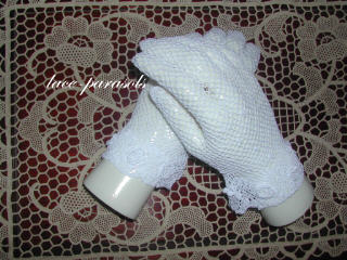 ONE DOZEN white crochet gloves