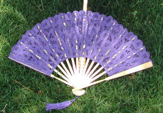 Purple Battenburg Lace Fan