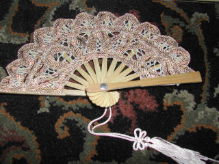 SMALL & Cute Gold Metallic Lace Fan - ONE DOZEN