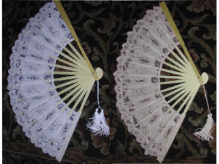Battenburg Lace Fan with metallic embroidery