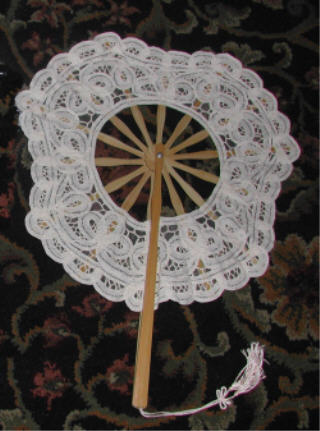 Round Battenburg Lace Fan