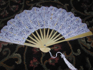 Metallic Silver Lace Fan